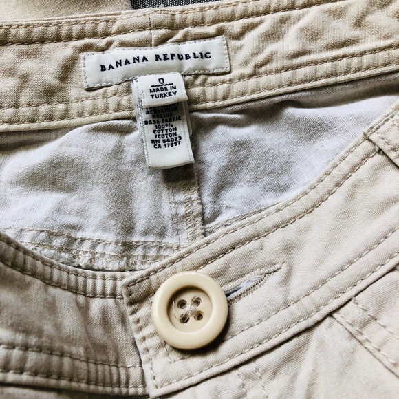 Banana Republic BEIGE Wide Leg Pants Bootcut Khaki Cotton Mid Rise Trousers Sz 0 - Picture 3 of 10